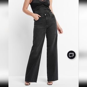90s Wide Leg Extra High Rise Black Jeans